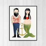 sailor and mermaid art print - Piper & Chloe