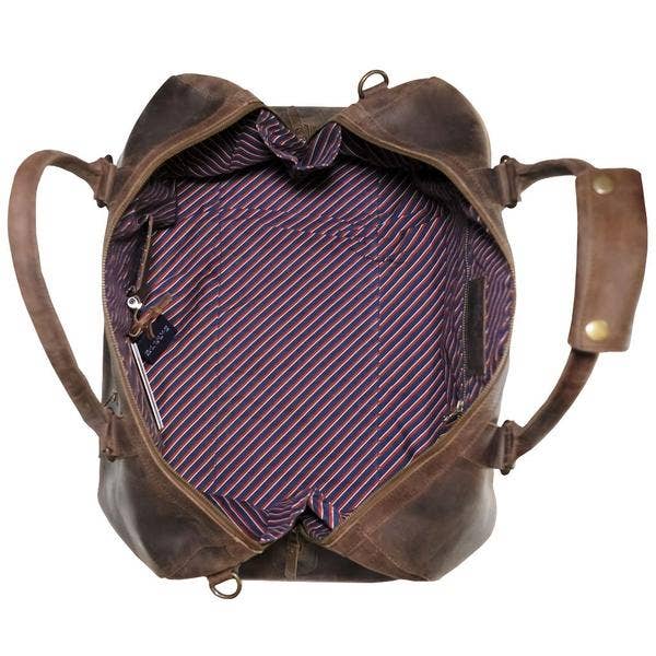 leather duffle bag in willow stripes - Piper & Chloe