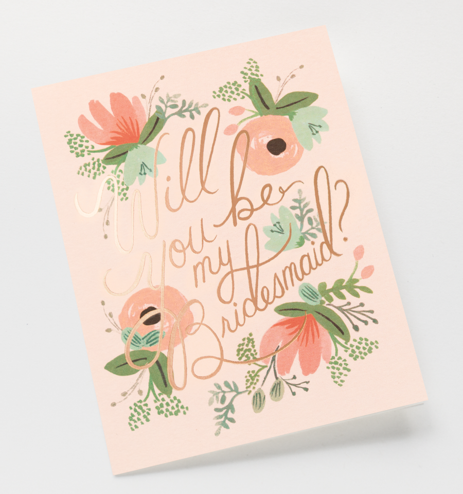greeting card - blushing bridesmaid - Piper & Chloe