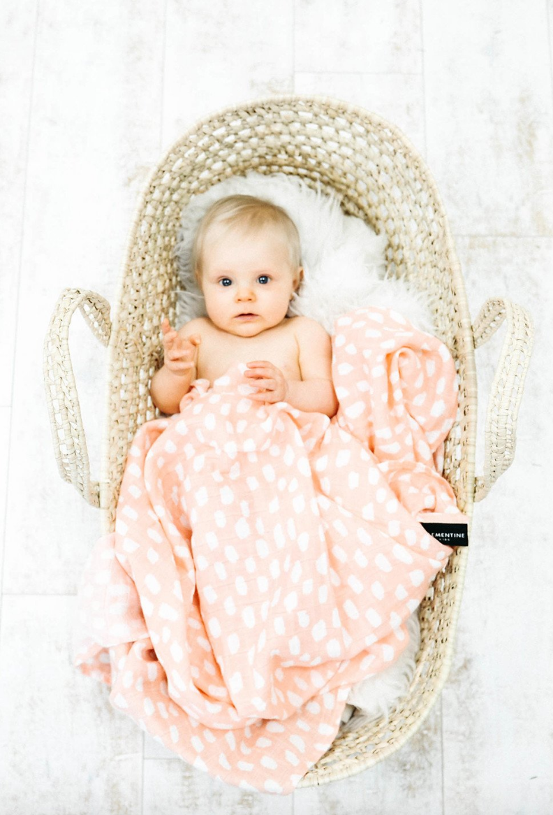swaddle in spotted blush - Piper & Chloe
