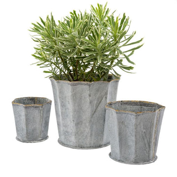 Whitewashed Fluted Planting Pots Set | Piper & Chloe