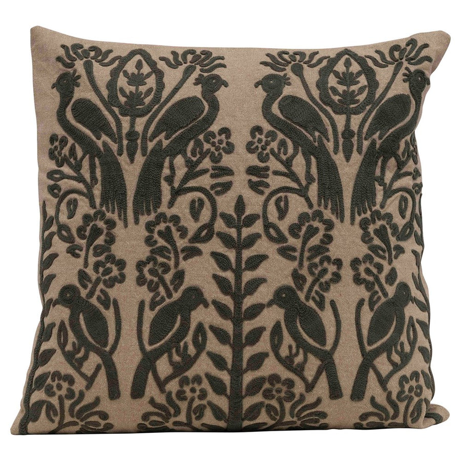 embroidered pillow in charcoal - Piper & Chloe