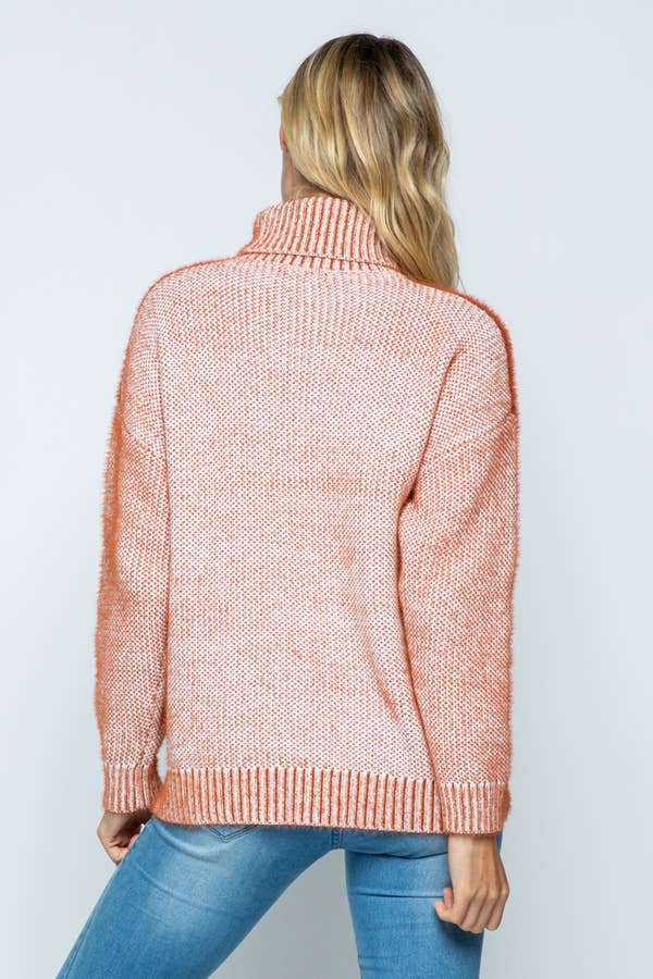 fuzzy knit sweater in rust - Piper & Chloe