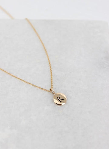 necklace with gold initial medallion - Piper & Chloe