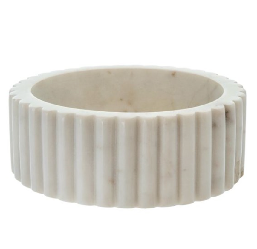 White Marble Bowl with Fluted Detailing | Piper & Chloe