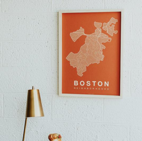 boston city map in coral - Piper & Chloe