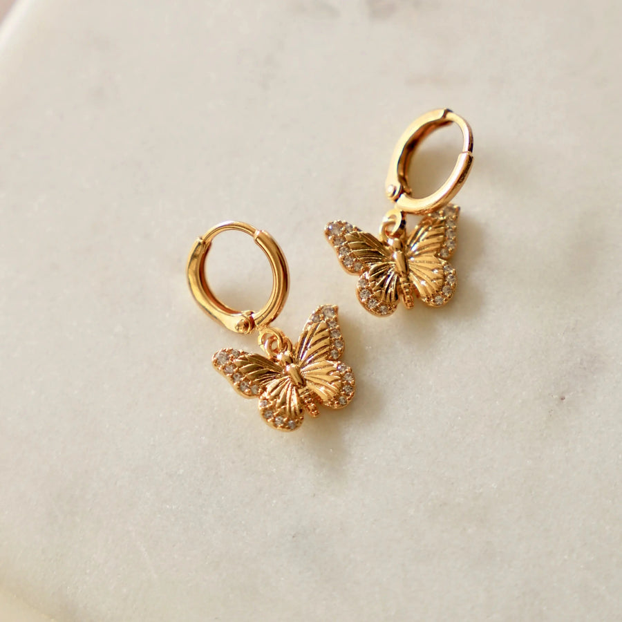 butterfly huggie hoop earrings