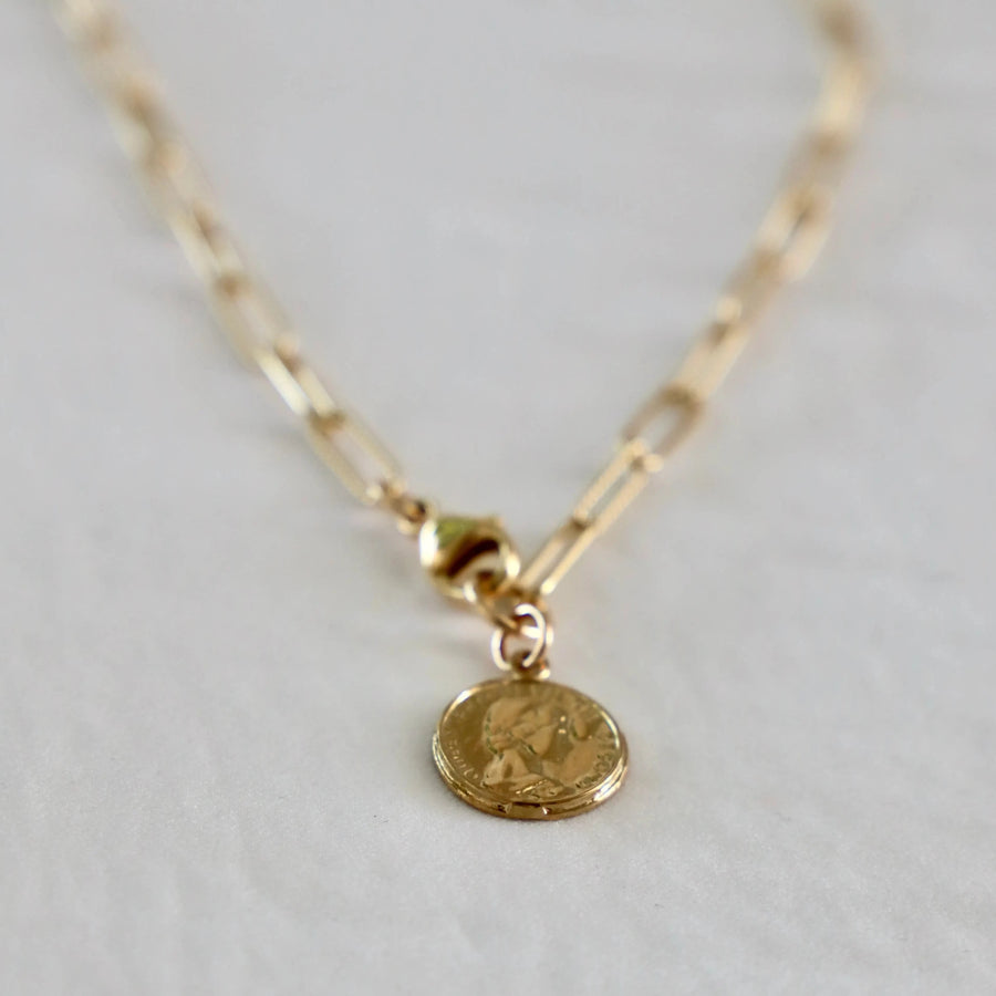Lora Coin Necklace on Paperclip Chain | Piper & Chloe