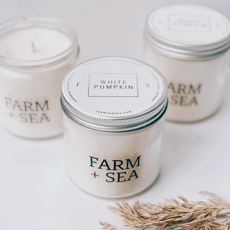 farm + sea candle in white pumpkin - Piper & Chloe