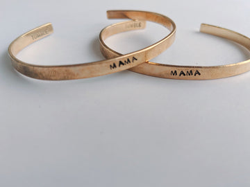 skinny stamped cuff bracelet in gold - Piper & Chloe