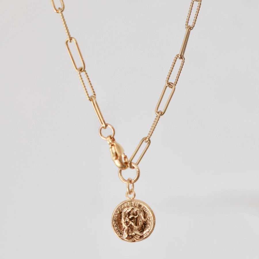 Vintage Coin on Paperclip Chain Necklace | Piper & Chloe